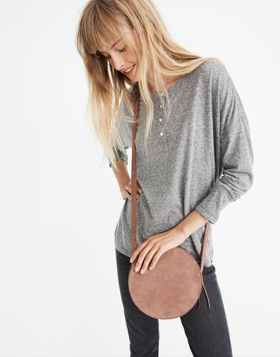 The Simple Circle Crossbody Bag in Nubuck Leather