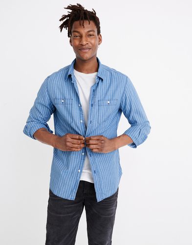 Long-Sleeve Workshirt in Indigo Stripe
