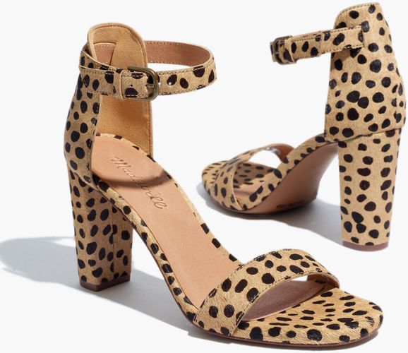 The Brooke Ankle-Strap Sandal in Spotted Calf Hair