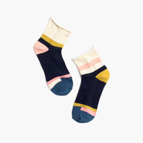 Mismatch Boucl&eacute; Colorblock Ankle Socks