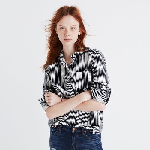 Flannel Shrunken Ex-Boyfriend Shirt in Stripe