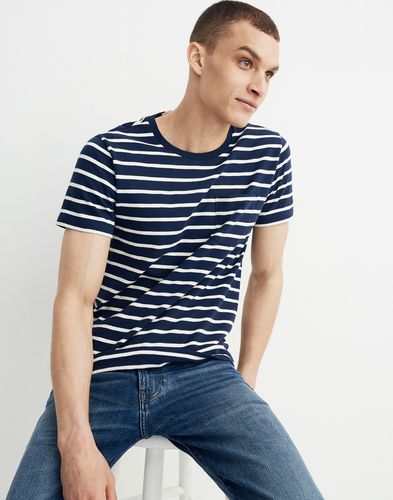 Allday Crewneck Pocket Tee in Andora Stripe