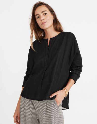 Double-Faced Henley Cocoon Top