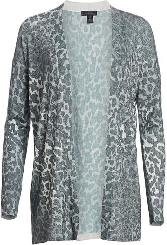 COLLECTION Lurex Animal Print Cardigan - Fog Green Combo - Size XS