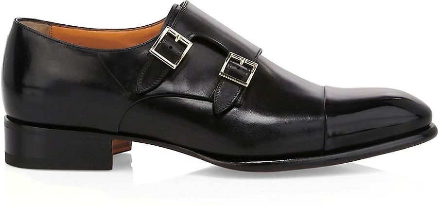 Ira Double Monk Strap Leather Dress Shoes - Black - Size 13