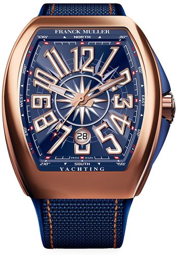 Vanguard Yachting Rose Gold, Leather & Rubber Strap Watch - Rose Gold Navy