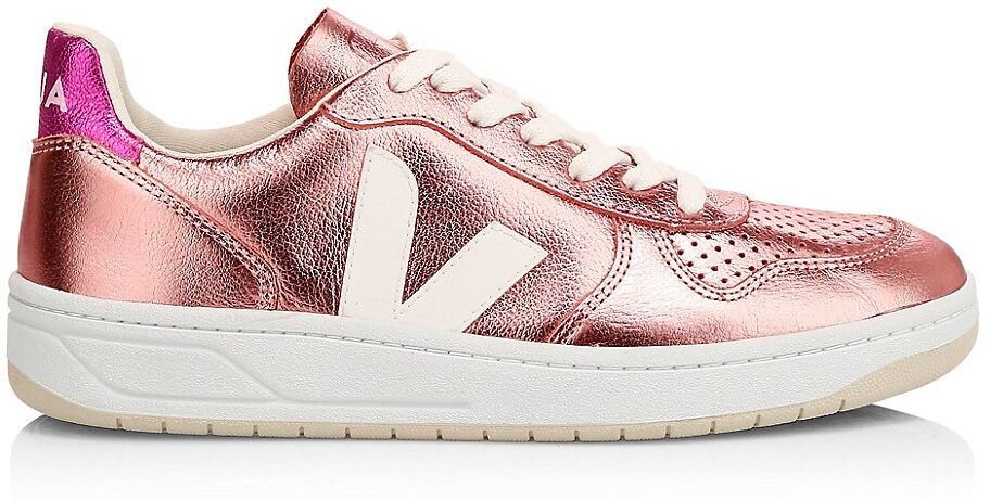 V-10 Metallic Leather Sneakers - Light Pink - Size 11