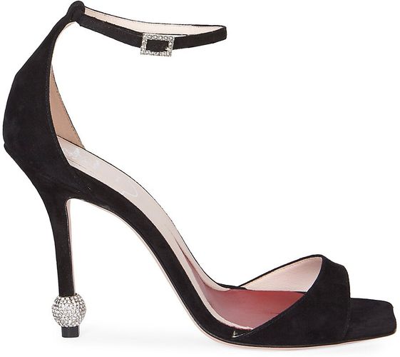 I Love Vivier Embellished-Heel Suede Sandals - Black - Size 9