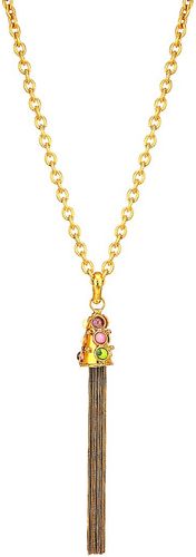 Pompon 22K Golplated & Mixed-Stone Tassel Pendant Necklace - Gold