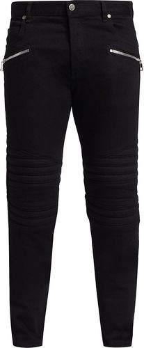 Ribbed Tapered Moto Jeans - Noir - Size 36