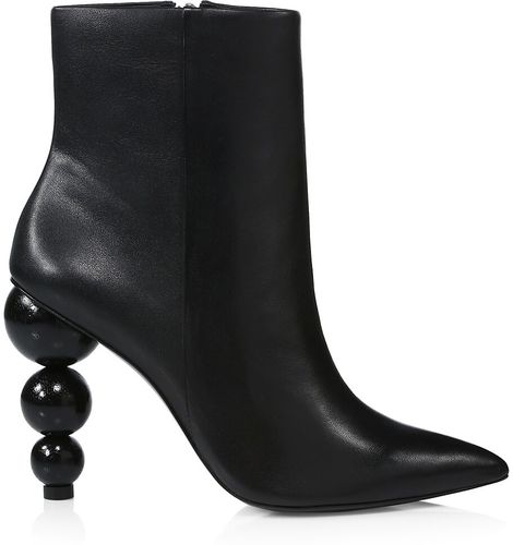 Venus Bauble-Heel Leather Ankle Boots - Black - Size 8