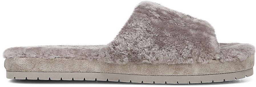 Kalina Shearling-Lined Suede Slippers - Marble - Size 9.5
