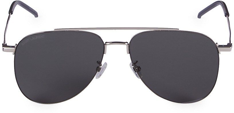 57MM Aviator Sunglasses - Silver Grey
