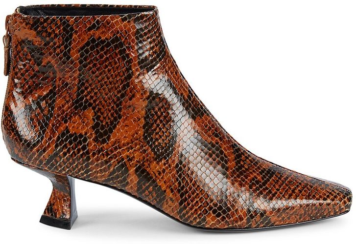 Valerie Snakeskin-Embossed Leather Ankle Boots - Toffee - Size 5