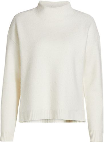Wool & Cashmere Knit Mockneck Sweater - China White - Size Large