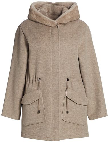 Manzoni 24 For The Fur Salon Mink Fur-Lined Cashmere & Wool Hooded Reversible Jacket - Taupe - Size Small