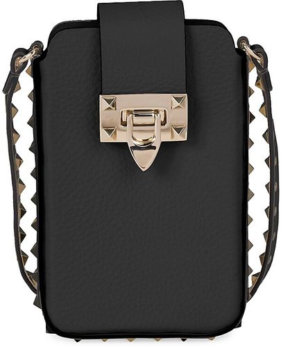Garavani Rockstud Leather Crossbody Phone Case - Black