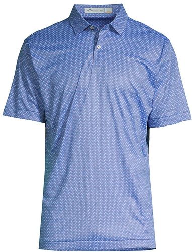 Featherweight Printed Flamingo Performance Polo - Blue River - Size Large