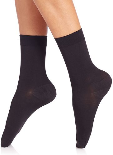 Opaque Cotton Socks - Black - Size Medium