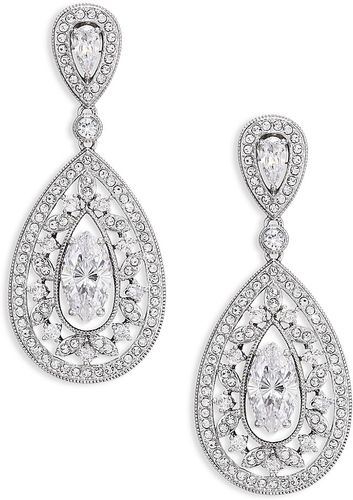 Pavé Crystal Small Pear Drop Earrings/Silvertone - Silver