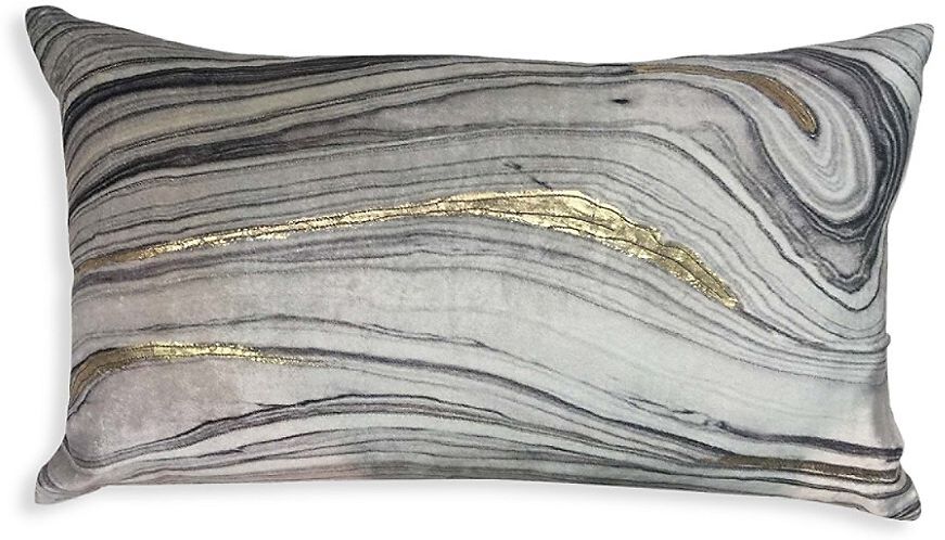 Printed Velvet Pillow - Grey