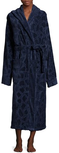 Jerapha Hooded Cotton Bathrobe - Blue - Size XXL