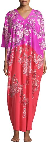 Hana Floral Silk Nightgown - Purple Haze - Size XS