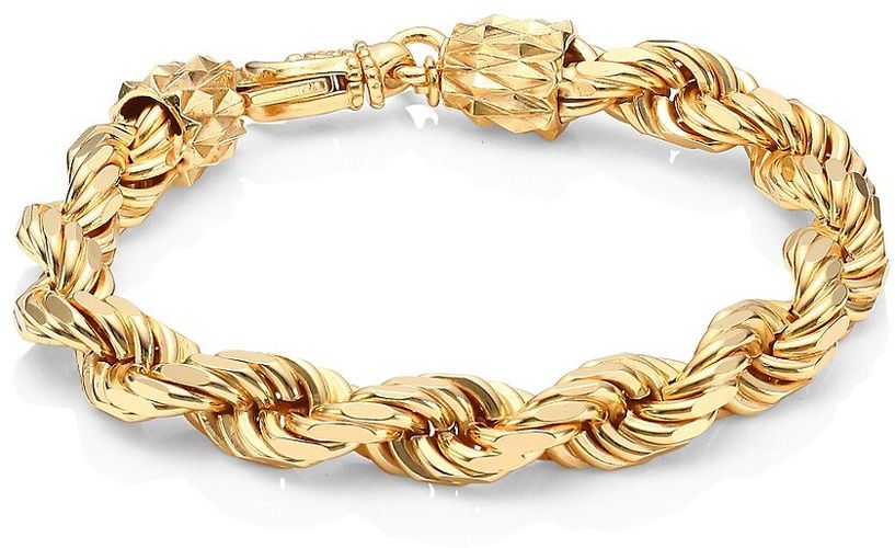 24K Yellow Goldplated & Sterling Silver Rope Chain Bracelet - Gold