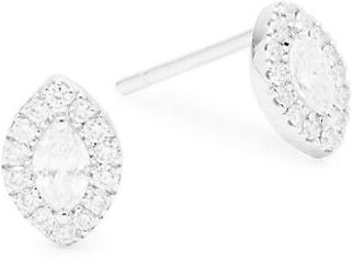 14K White Gold & 0.38 TCW Diamond Marquise Stud Earrings