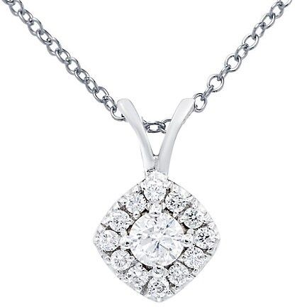 14K White Gold & 0.35 TCW Diamond Halo Necklace
