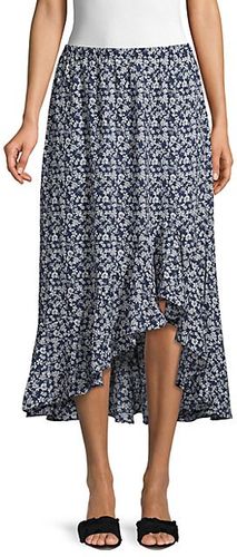 Ruffle High-Low Floral Midi Skirt