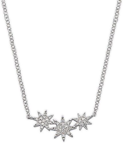 14K White Gold & Diamond 3-Star Pendant Necklace