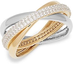 Trinity Two-Tone & Crystal Crisscross Ring