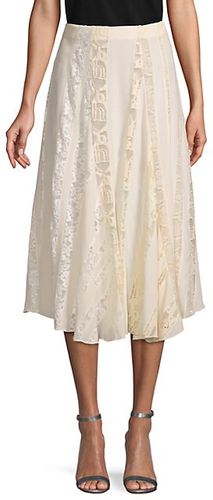 Lace-Trim Silk Skirt