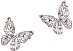 Luxe Calista Butterfly Silvertone & Crystal Stud Earrings