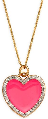 Goldplated Sterling Silver, Diamond & Enamel Heart Pendant Necklace