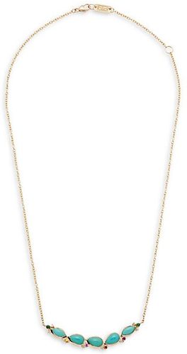 Prisma 18K Yellow Gold Turqouise, Diamond & Multi-Stone Bar Pendant Necklace