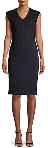 Embroidered V-Neck Sheath Dress