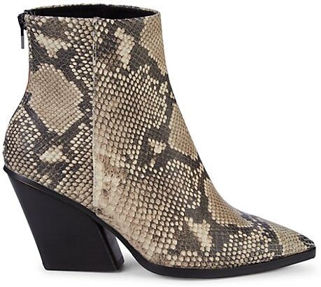 Issa Snakeskin-Print Leather Ankle Boots