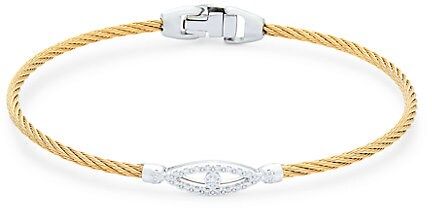 18K White Gold & Stainless Steel Diamond Evil Eye Rope Bracelet