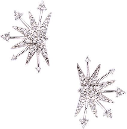Snow Star Silvertone & Crystal Stud Earrings