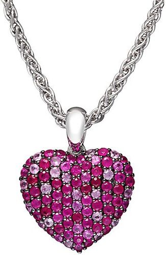 Sterling Silver, Ruby & Pink Sapphire Pendant Necklace