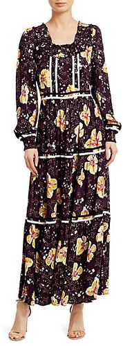 Bell-Sleeve Floral Maxi Dress