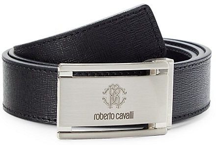 Logo Buckle Saffiano Leather Belt