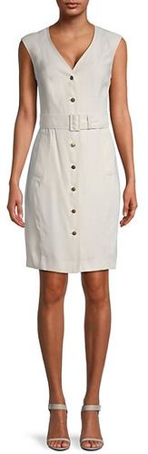 Belted Button-Up Sheath Dress