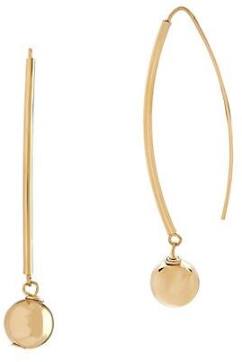 14K Yellow Gold Polished Tube Drop Earrings