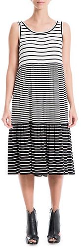 Stripe-Panel Trapeze Dress