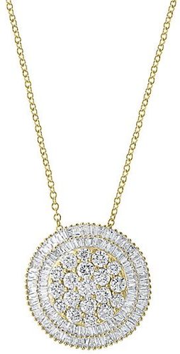 14K Yellow Gold & Diamond Circle Pendant Necklace