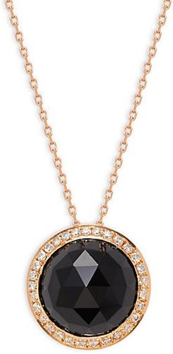 18K Rose Gold, Black Spinel & Diamond Pendant Necklace
