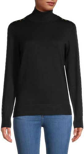 Grommet-Trimmed Turtleneck Top